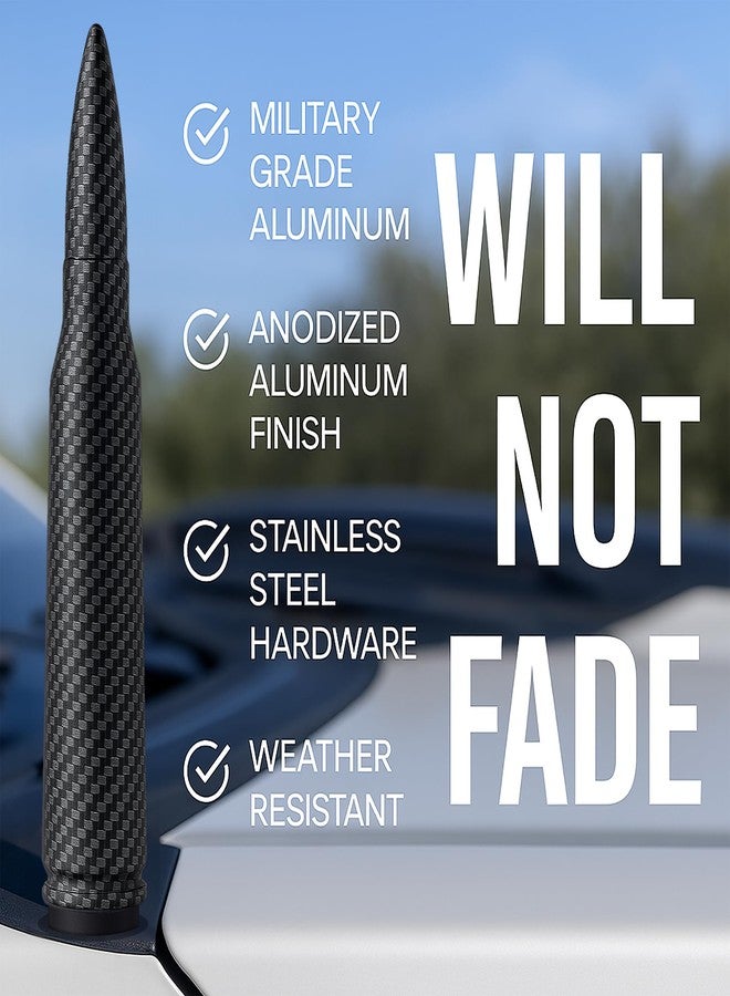 EcoAuto Bullet Antenna Replacement for Dodge Ram & Ford F150 F250 F350 Super Duty Ford Raptor Bronco Trucks - Anti-Theft Design - Radio Antenna for Truck 1990 - Current (Carbon Fiber) - Image 2